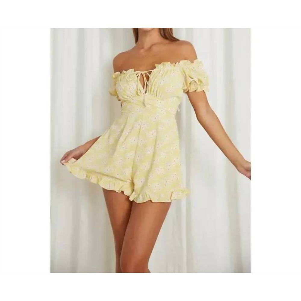 NEW ONE AND ONLY COLLECTIVE maize bardot romper in yellow